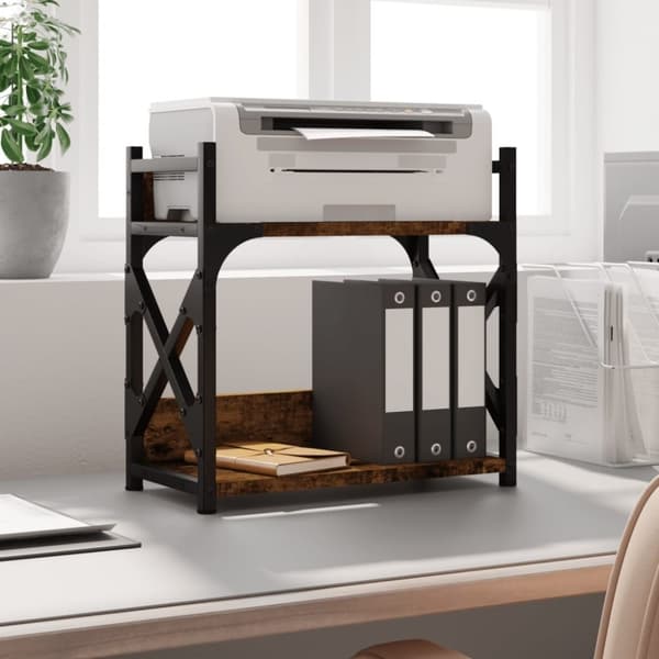 vidaXL Skriverbord 2 hyller røkt eik 40x20x40 cm konstruert tre