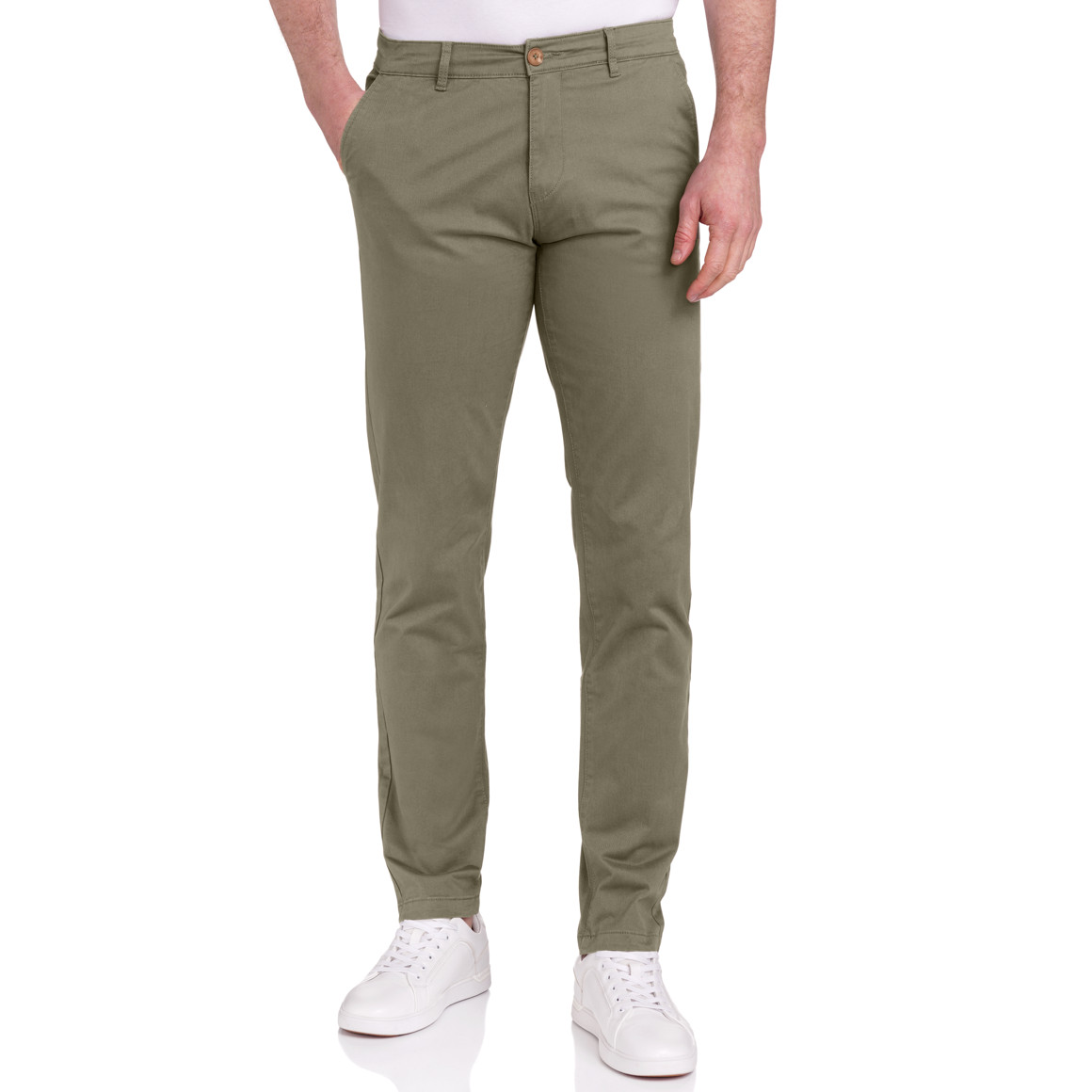VanVaan Herren Chinohose in Unifarben dunkeloliv