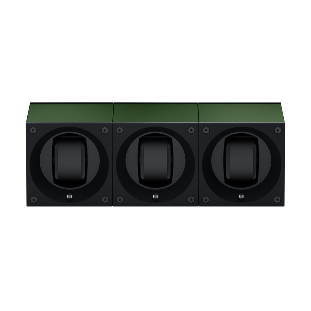 SwissKubik Masterbox Aluminium Dunkelgrün - 3 Uhren