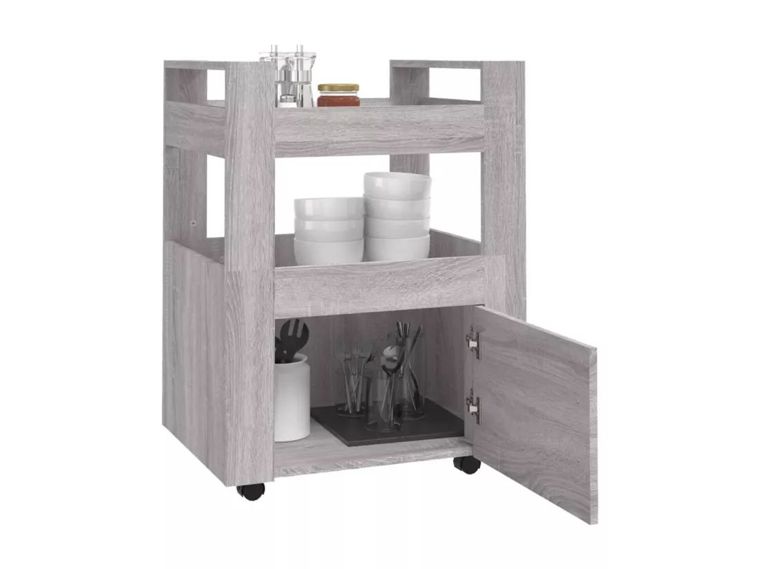 Chariot de cuisine Sonoma gris 60x45x80 cm Bois d'ingénierie