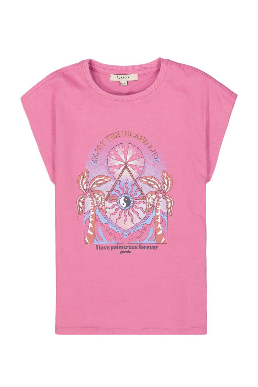 Garcia T-shirt met printopdruk roze/lila