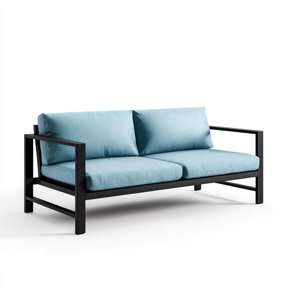 2-Sitzer-Sofa Metallrahmen Stoffpolster 150x70x75 cm – Hellblau – Mode