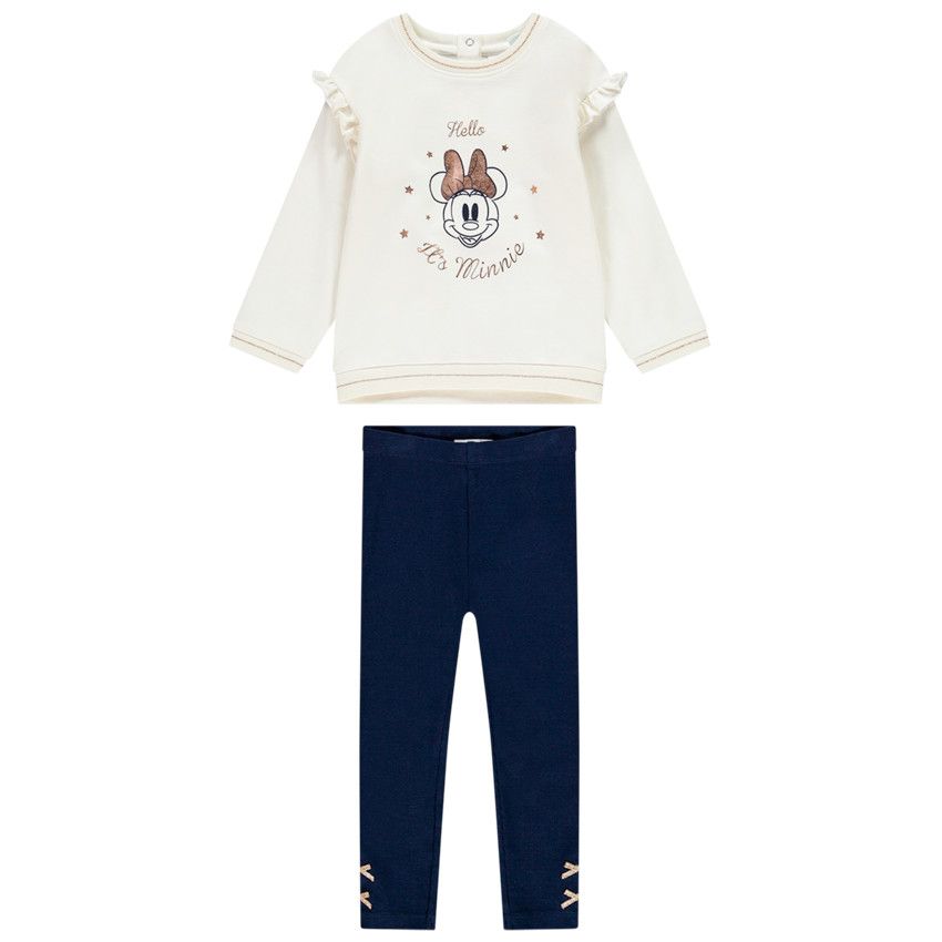 Jogging en molleton print Minnie Disney pour bébé fille - Ecru