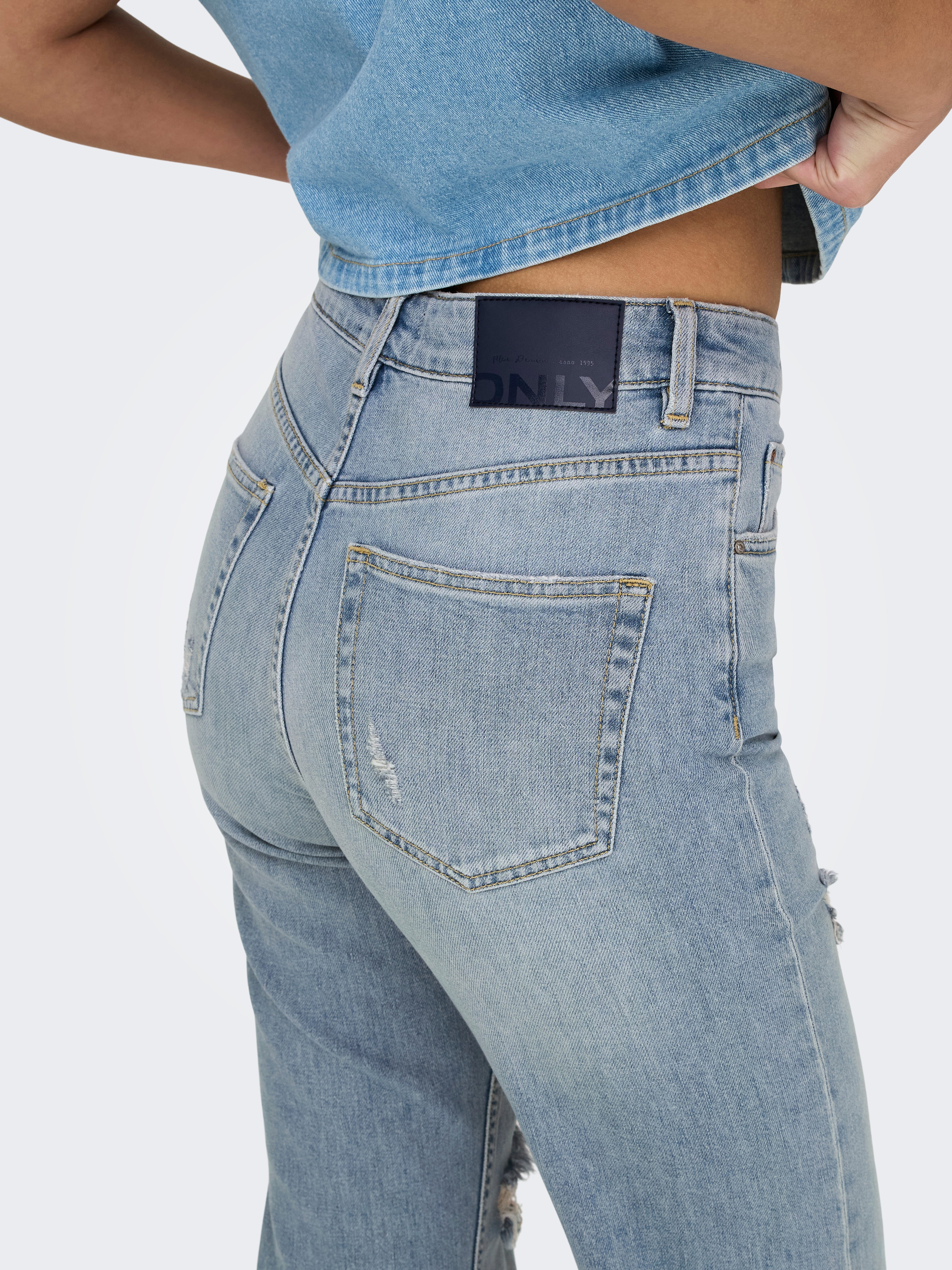 ONLCAMILLE Hohe Taille Weiter Beinschnitt Jeans Light Medium Blue Denim