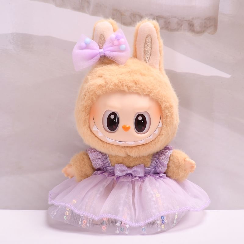 Masoom - Set: Strikdetail Prinsessenjurk Poppenkleding + Haarspeld - 17cm