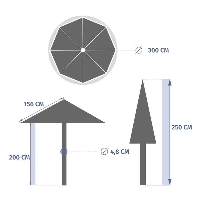 Parasol droit rond inclinable LOOMPA Acajou