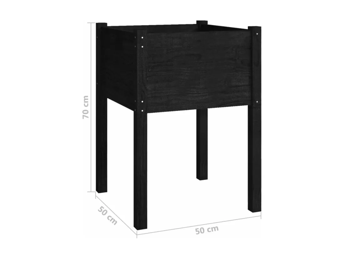 Jardinières 2 pièces Noir 50x50x70 cm Bois de pin massif