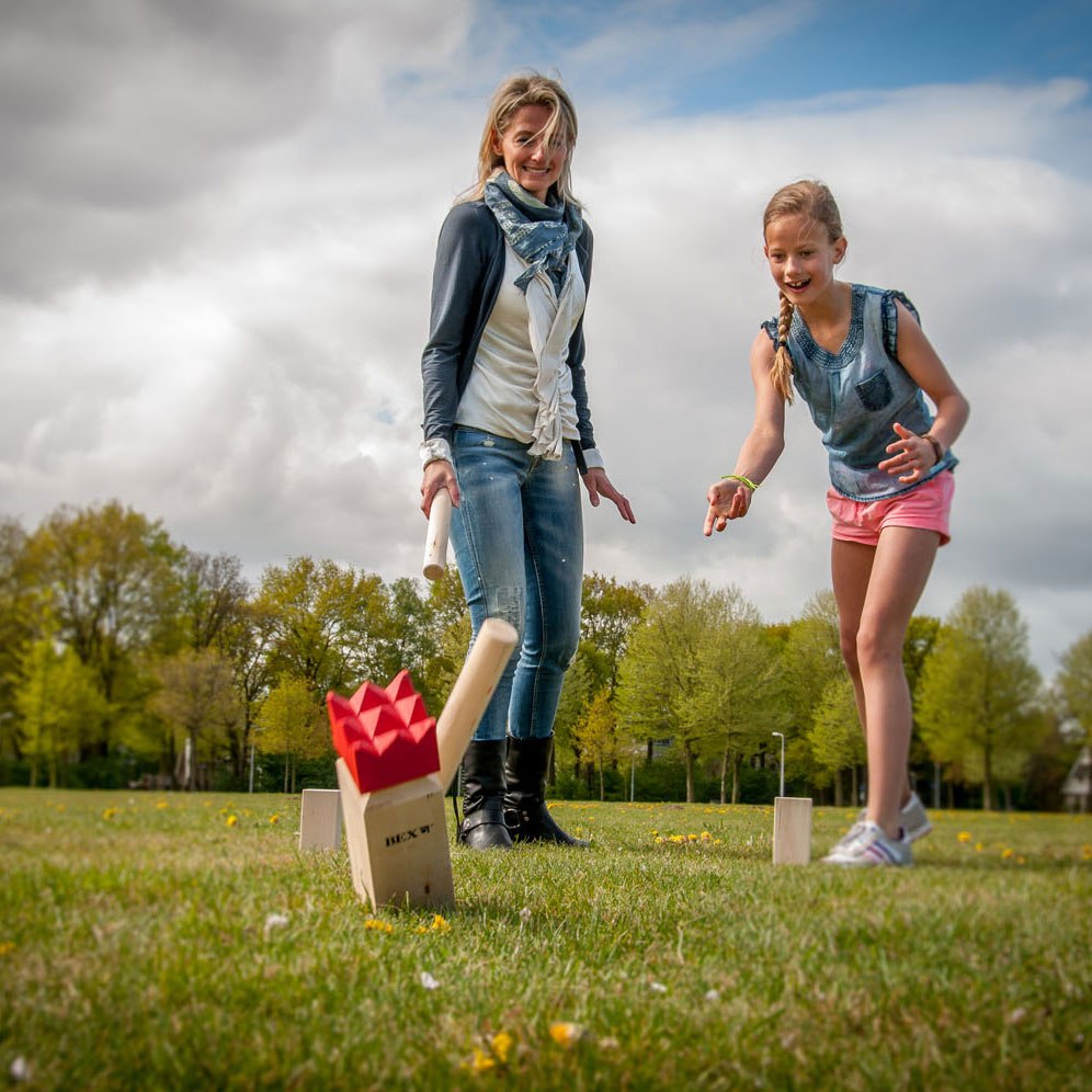 Kubb Original Rubberhout met Rode Koning