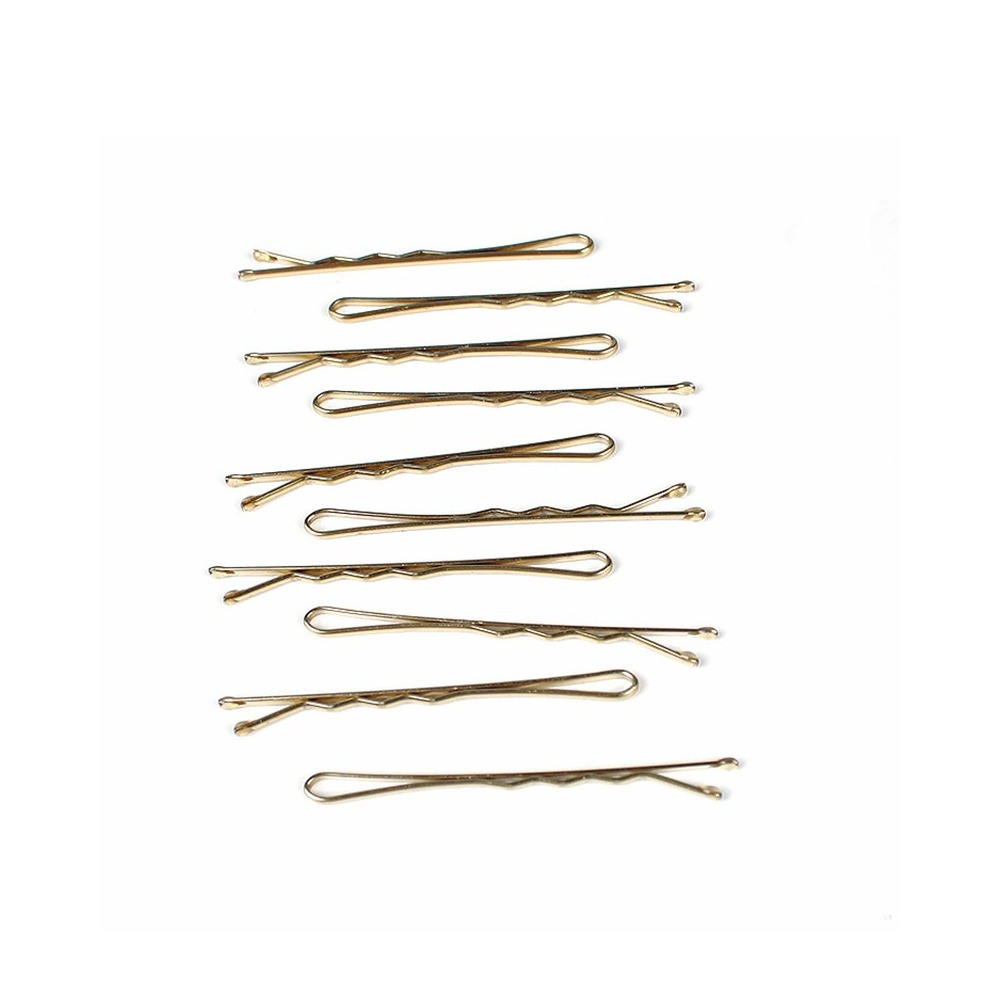 (50er Set) Metall Haarklammern Bobby Pin Haarspangen mit abgerundeter Spitze - Gold