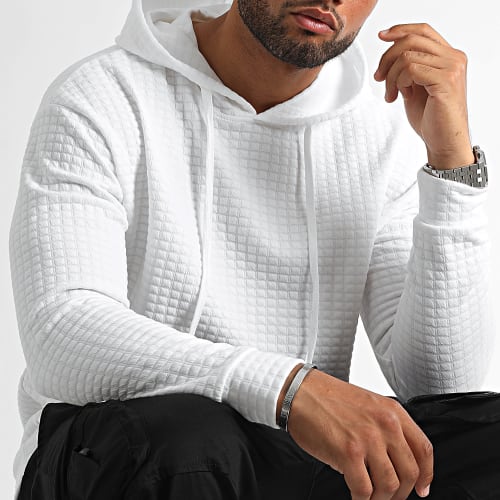 Sweat Capuche Texturé Square 0277 Blanc