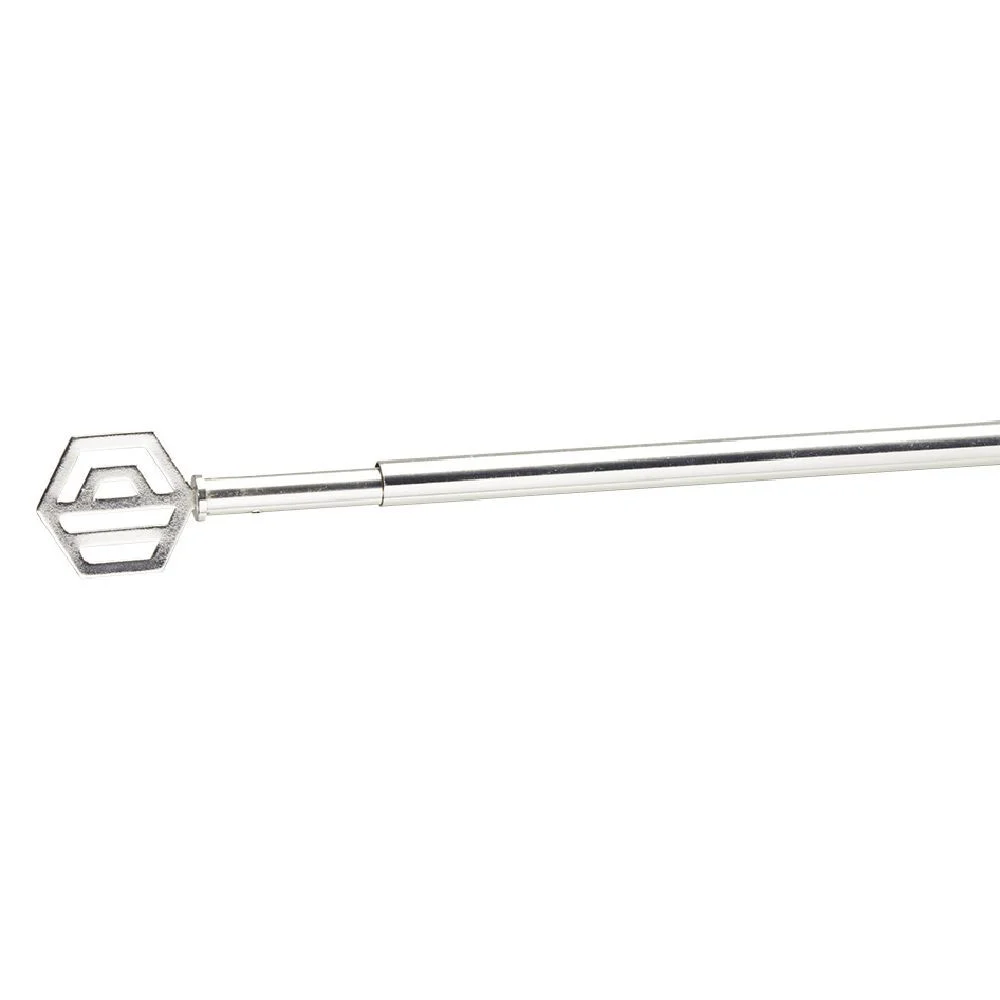 Tringle extensible vitrage décor hexagone gris chromé brossé L80/110cm