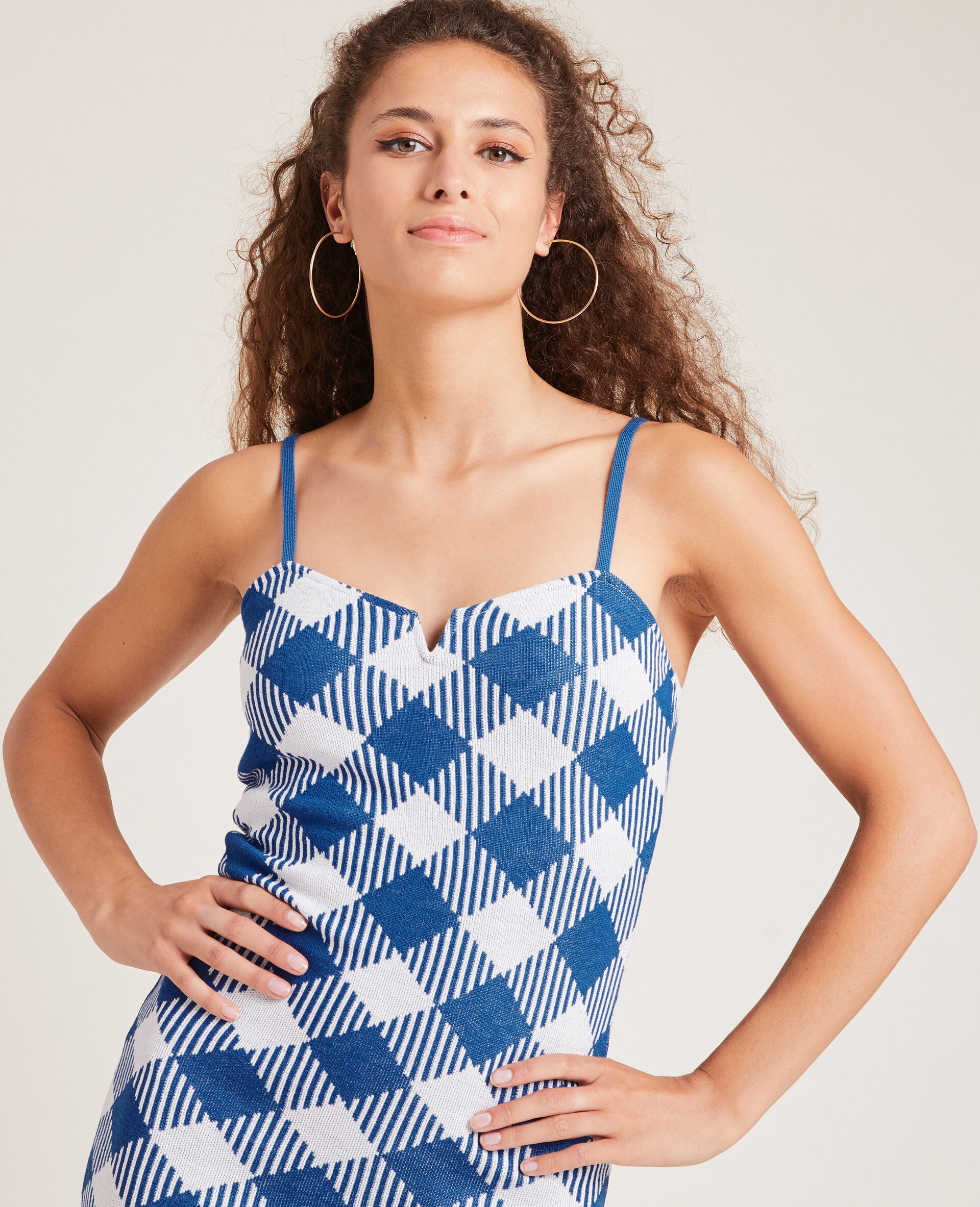 Robe longue en maille - Bleu