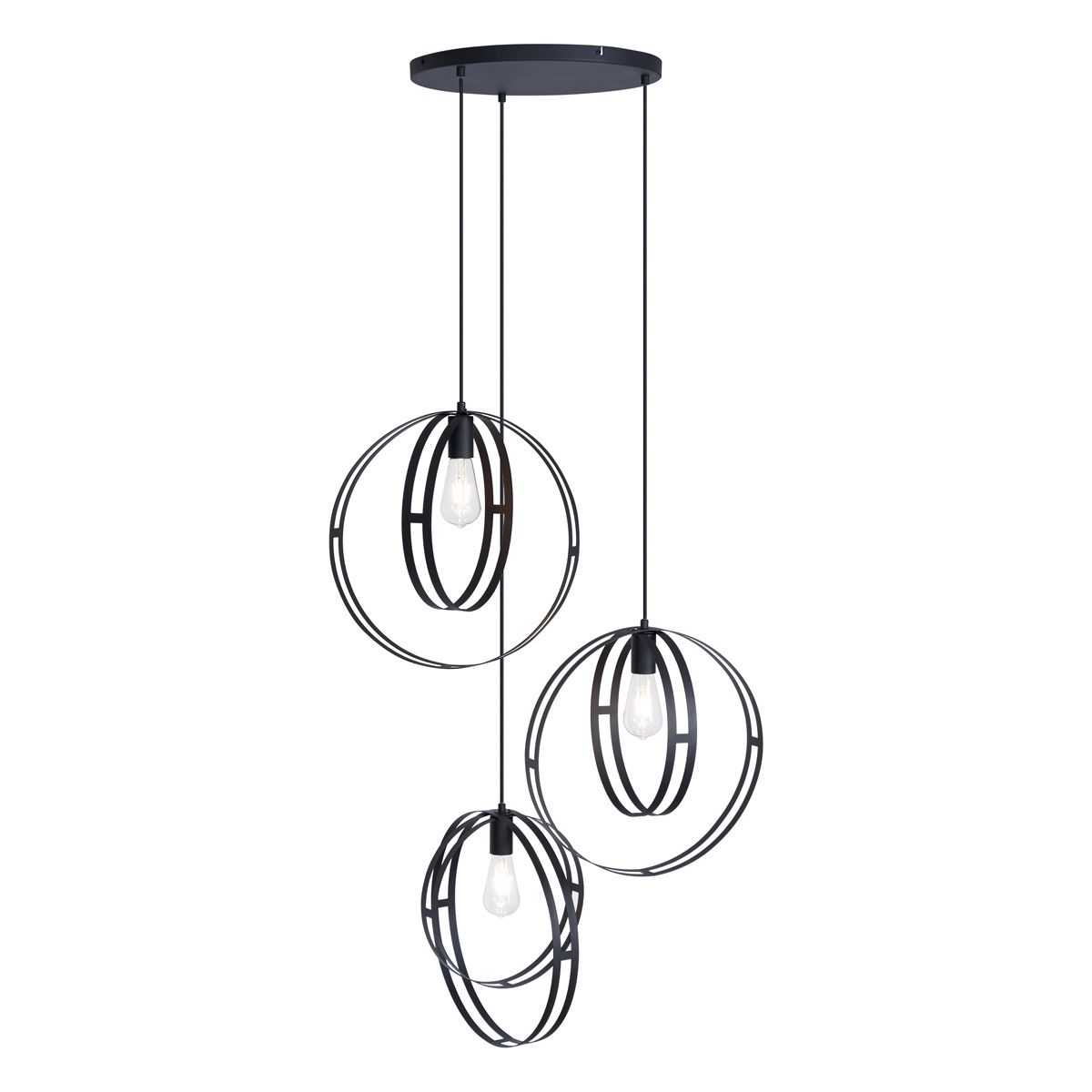 Design hanglamp zwart rond 3-lichts - Indu