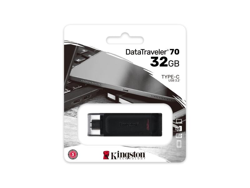 Kingston USB-Stick DataTraveler 70 128 GB USB-Stick mit 128 GB Speicherkapazität und 120 MB/s Lesegeschwindigkeit