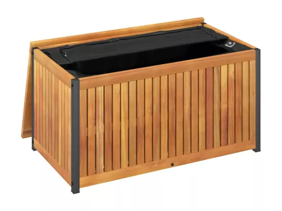 Boîte à coussins d'extérieur bois d'acacia solide et acier
