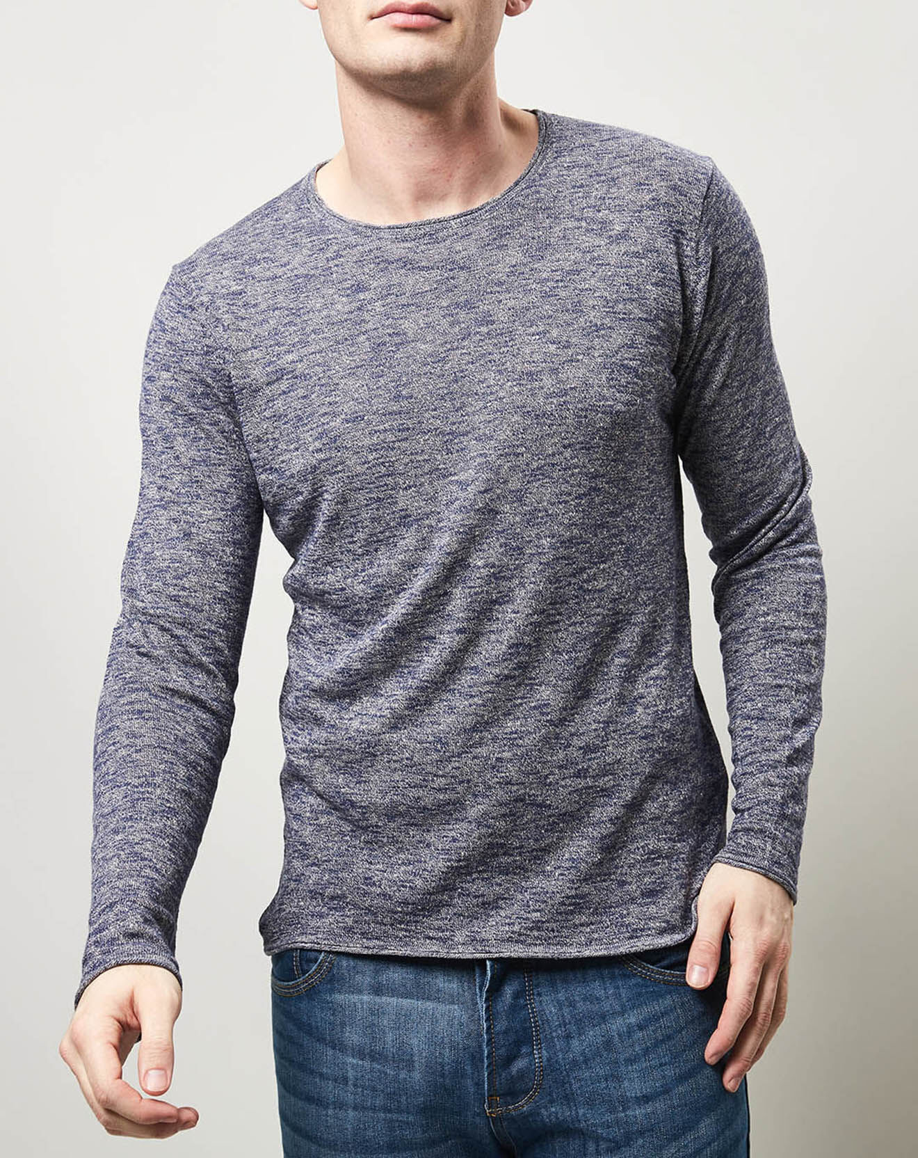 Hartford Pull en Lin & Coton Crew bleu/beige