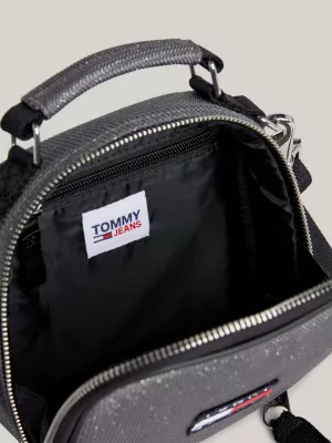 Bolsa transversal com textura metálica