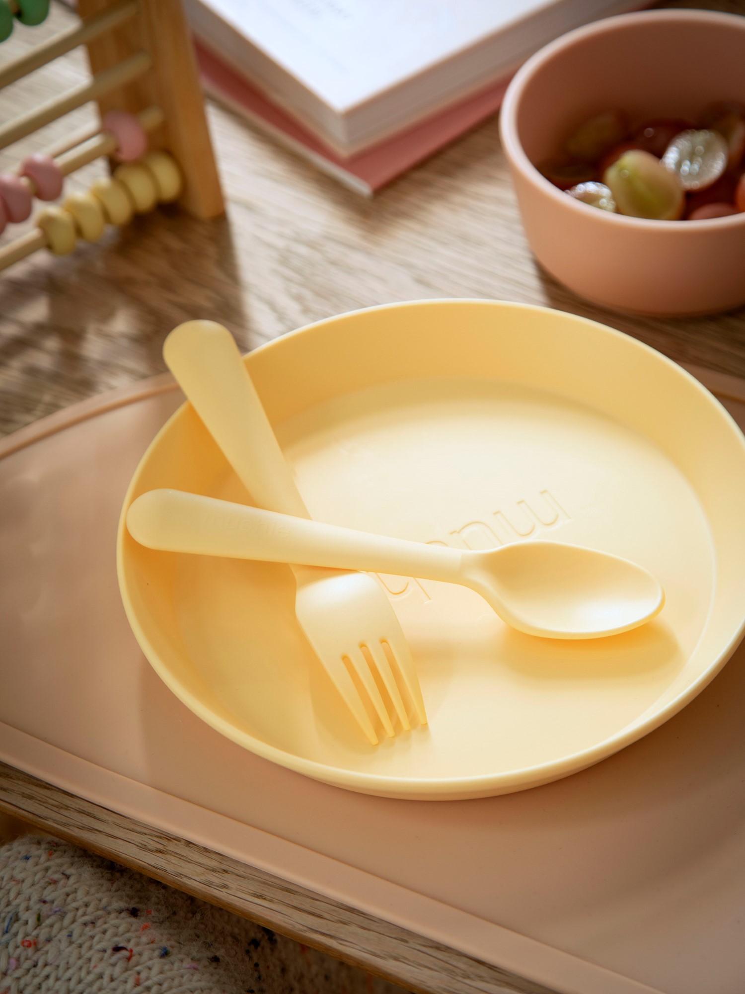 Ske og gaffel-sæt | 2 stk.  | Yellow | Mushie