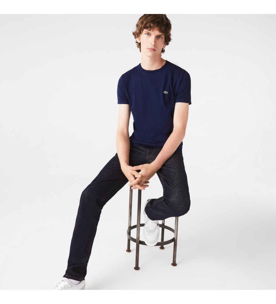 Camiseta Lacoste azul marinho em algodão Pima