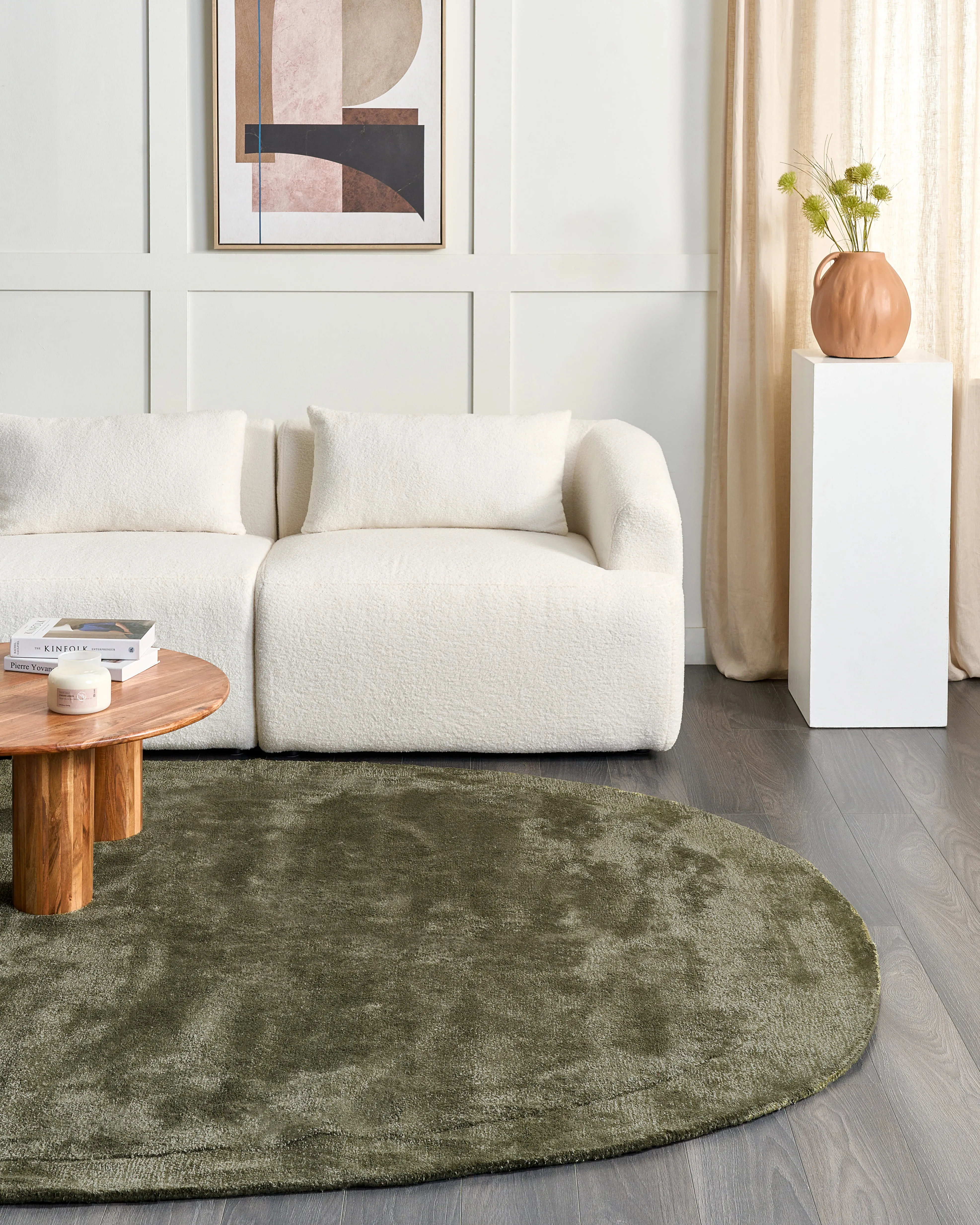 Vloerkleed MITHA Olijfgroen 200 x 300 cm Viscose