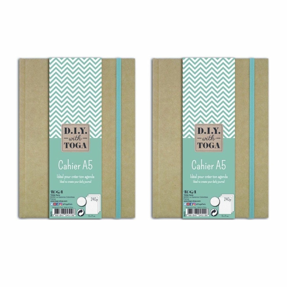 2 cahiers a5 kraft pour bullet journal - 192 pages