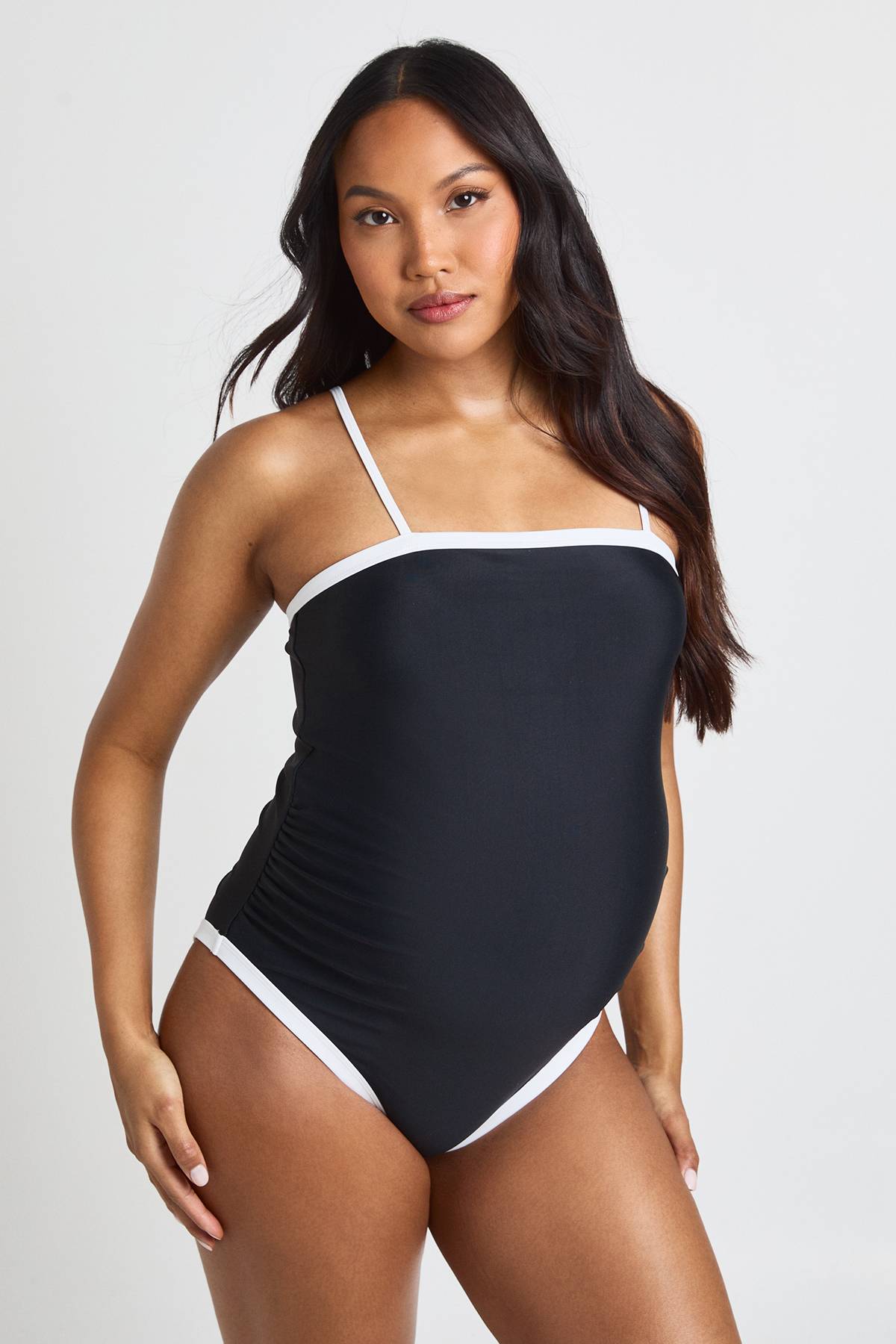 boohoo Maillot De Bain De Maternité À Encolure Carrée Contrastante