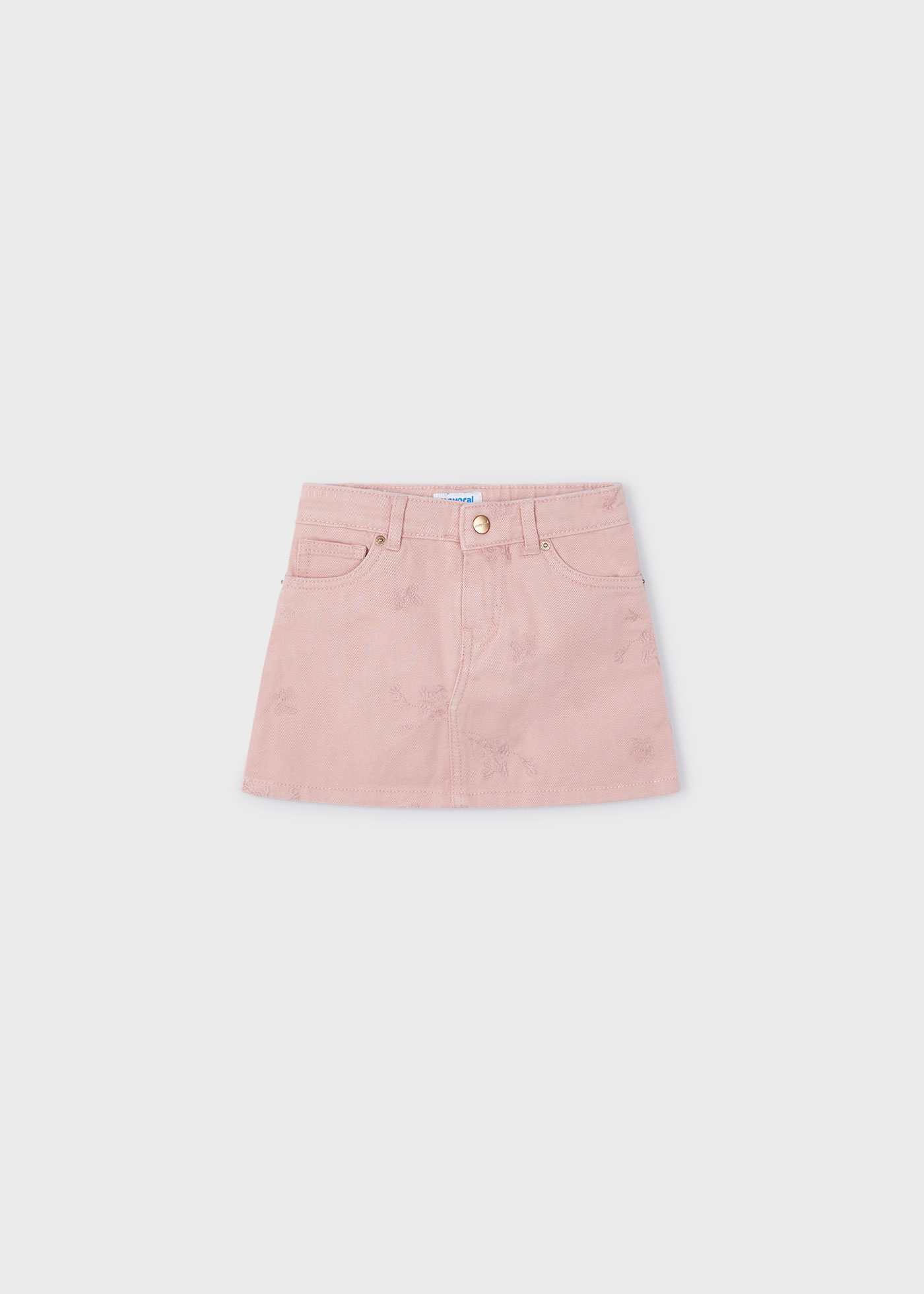 Saia de sarja bordada creme para meninas