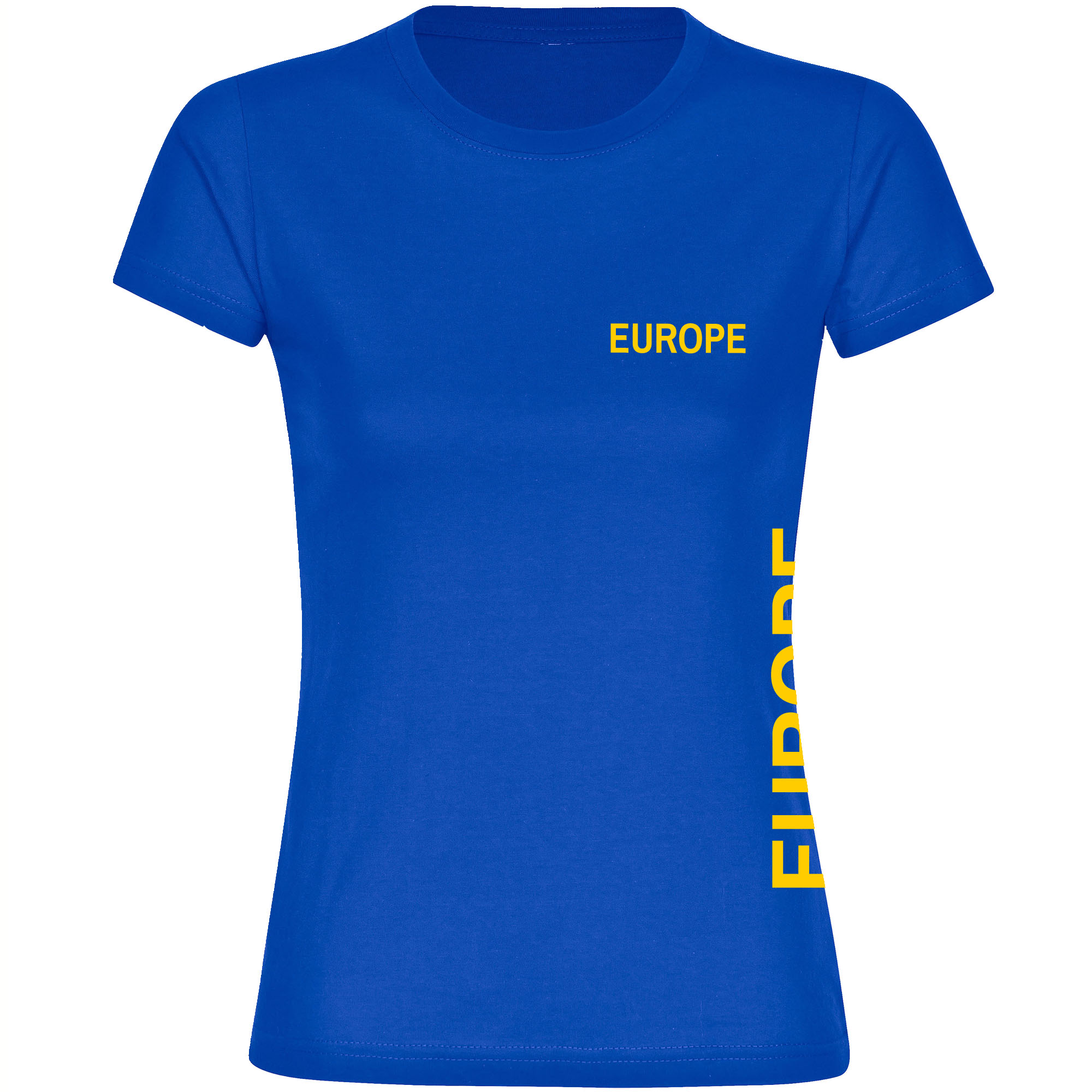 multifanshop® Damen T-Shirt- Europe - Brust & Seite - Druck gelb