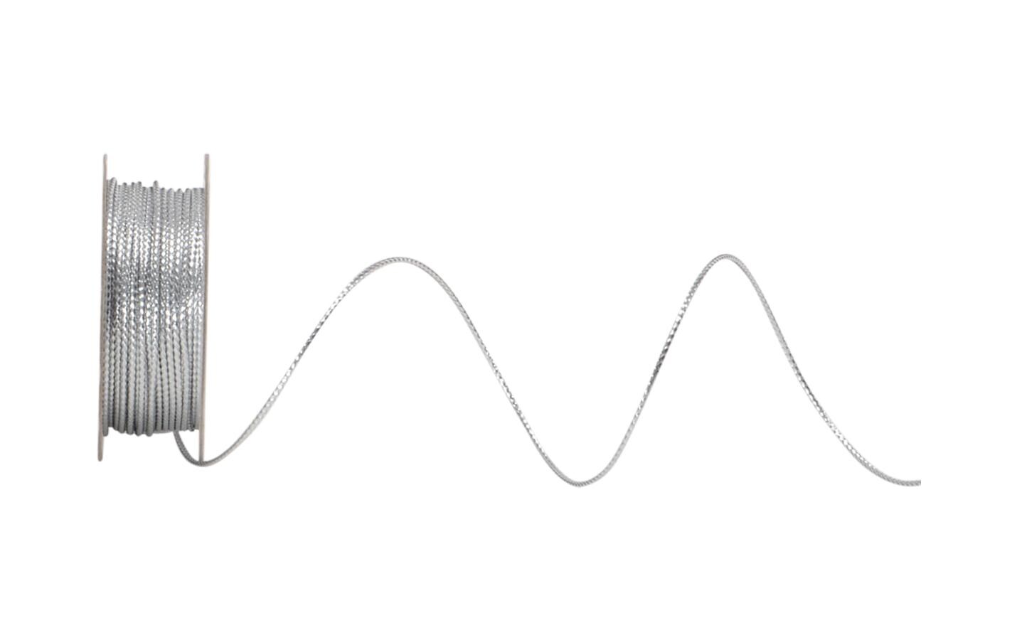 Kordelband Lurexa-Kordel 1 mm x 7 m, SilberGeschenkband aus Kordel
