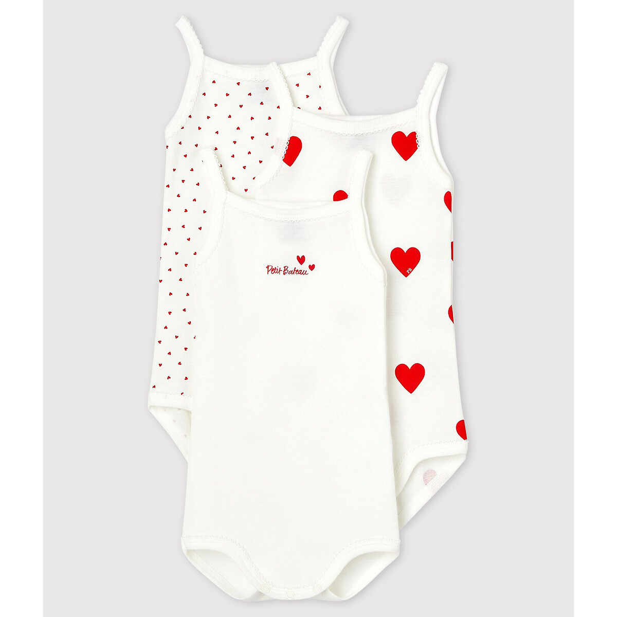 PETIT BATEAU<br>Conjunto de 3 macacões com alças finas