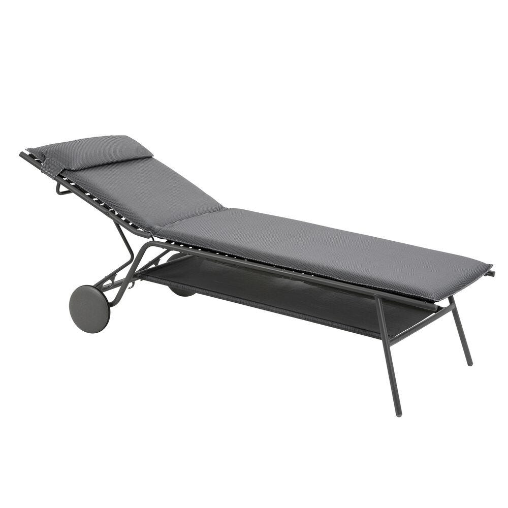 Hohe gepolsterte Sonnenliege Miami II BeComfort® Grau Silver