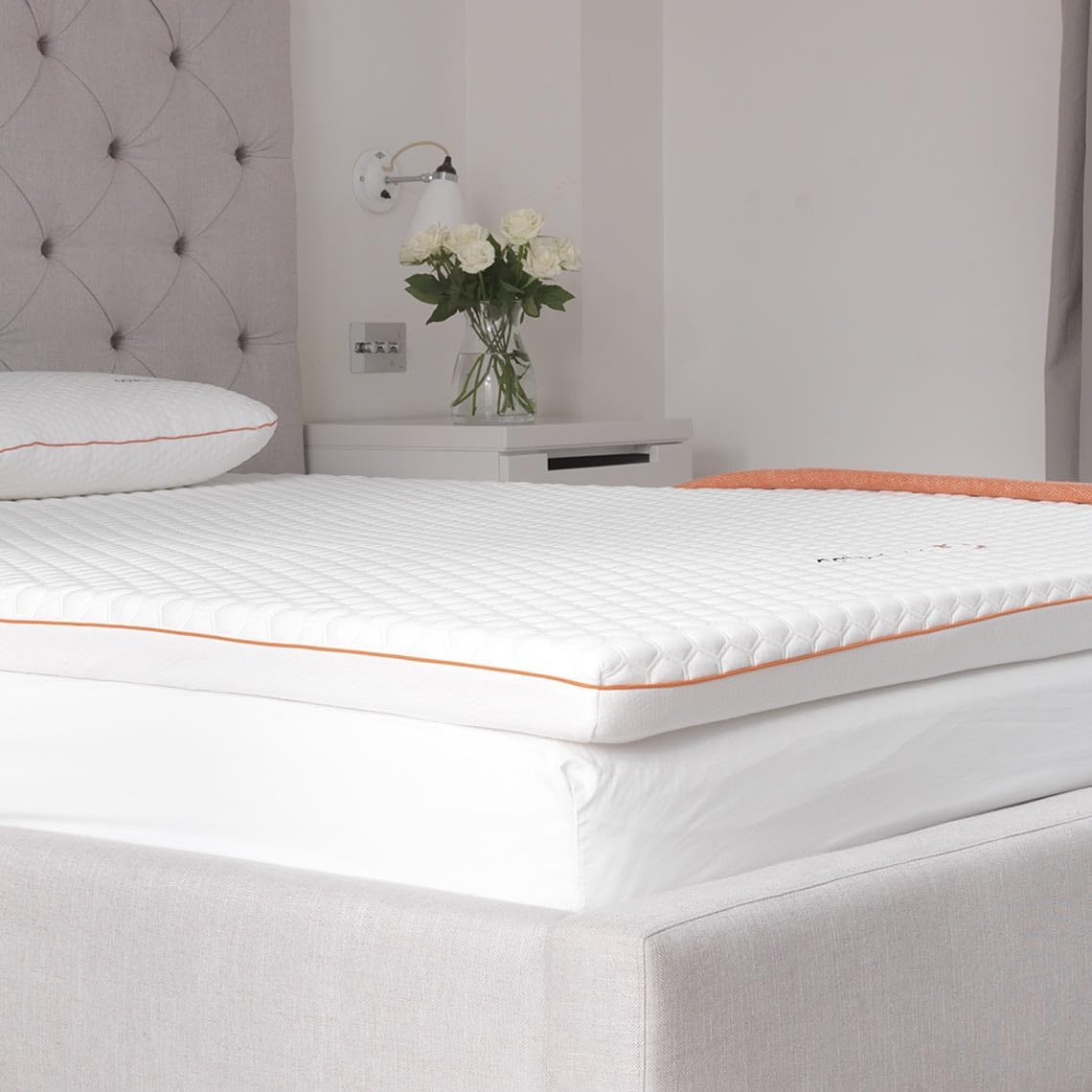 OCTASLEEP Smart Plus Topper + Kissen 90x200 - kühlende Matratzenauflage mit Federn aus Memory Foam - 3 Zonen für ideale Unterstützung - Härtegrad 3 -Öko-Tex Zertifiziert - atmungsaktiver Topper