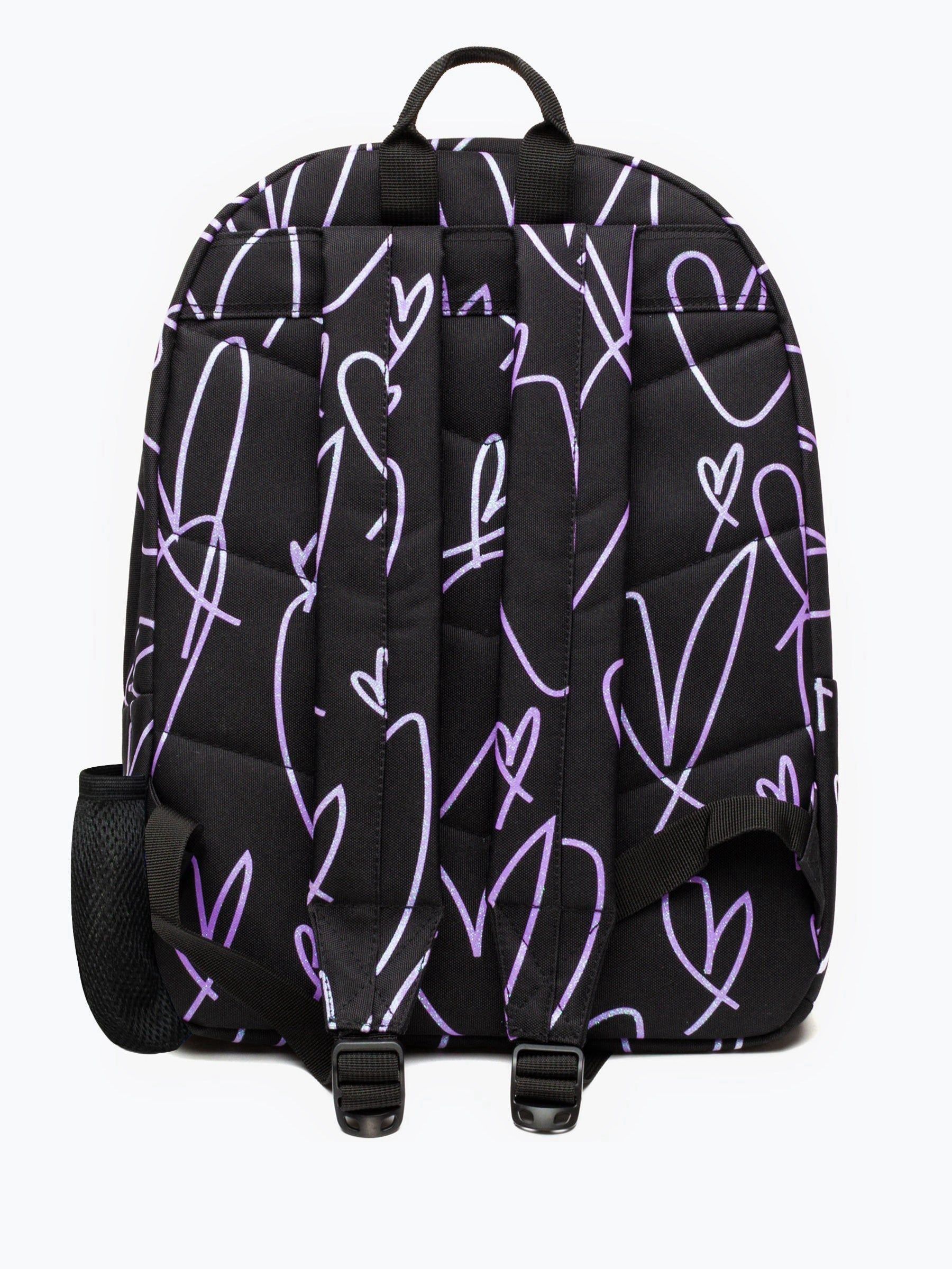 Hype. Girls Purple Glitter Scribble Hearts Iconic Backpack