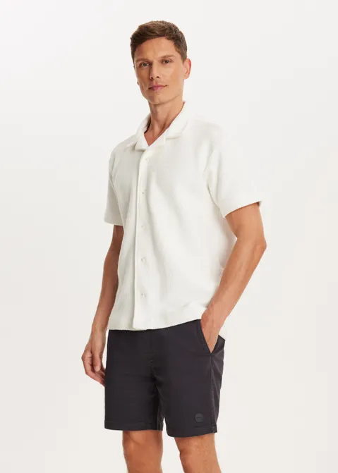 Overhemd met structuur off-white (ECRU)