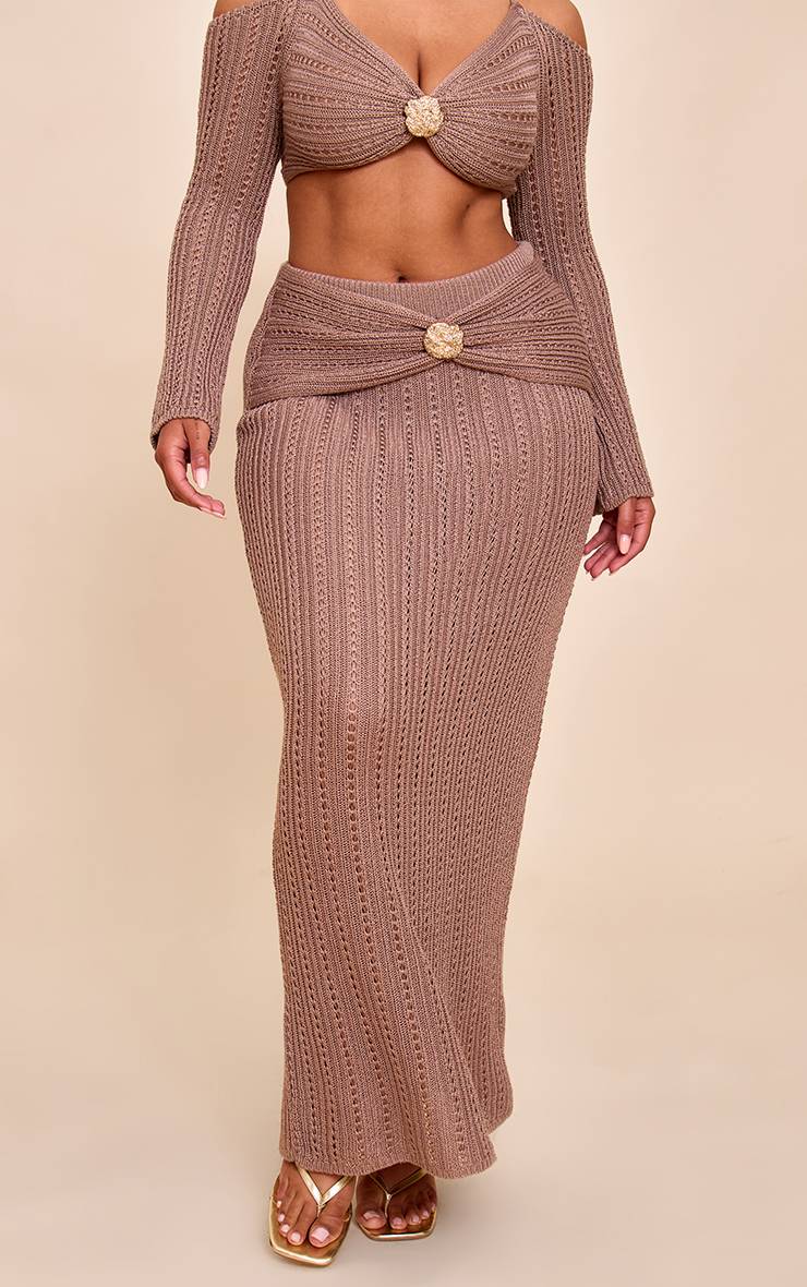 Moka Jupe Longue Shape Au Crochet Avec Bordure Martelée Dorée