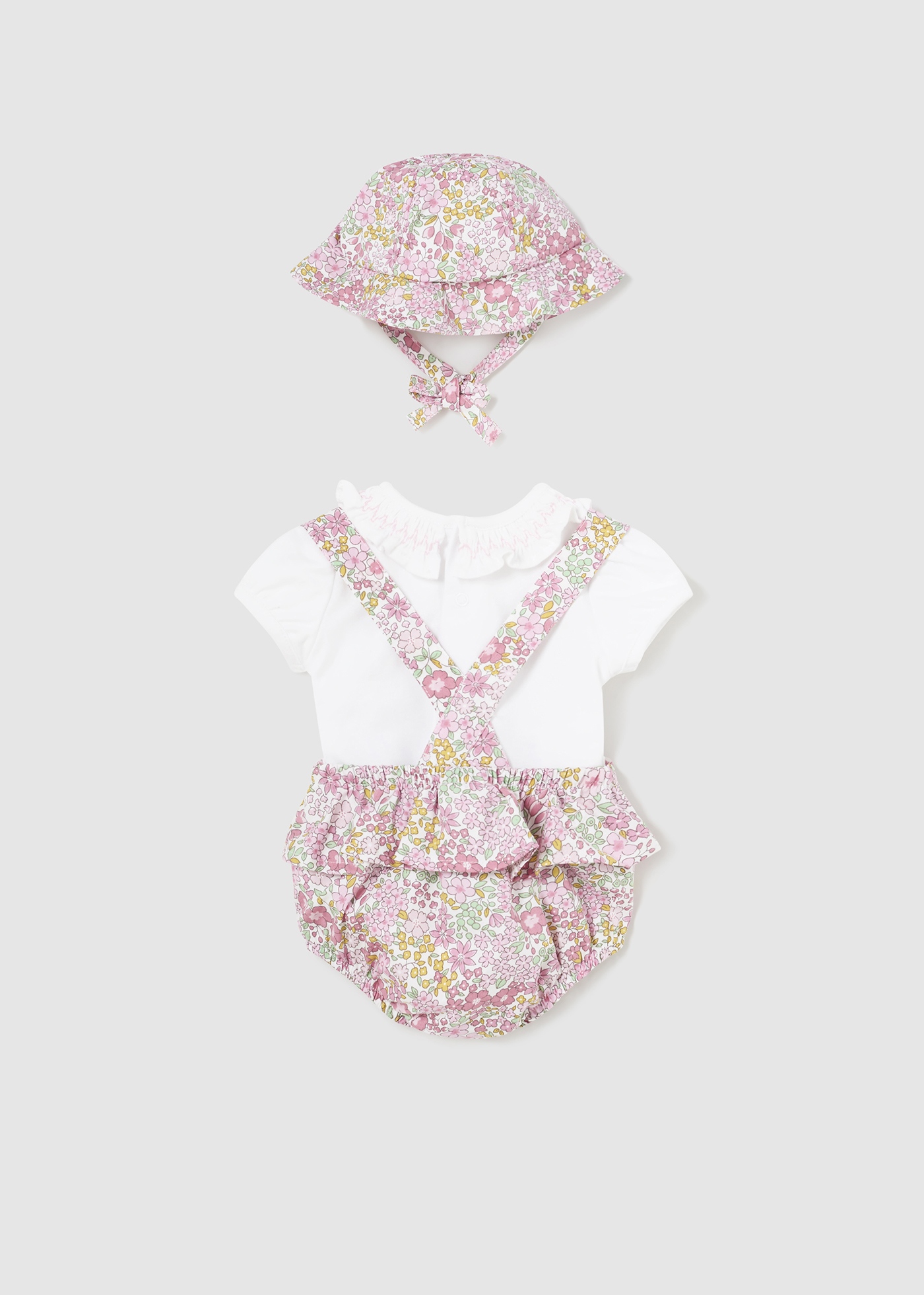 Conjunto floral de 3 peças Better Cotton para recém-nascido, rosa.