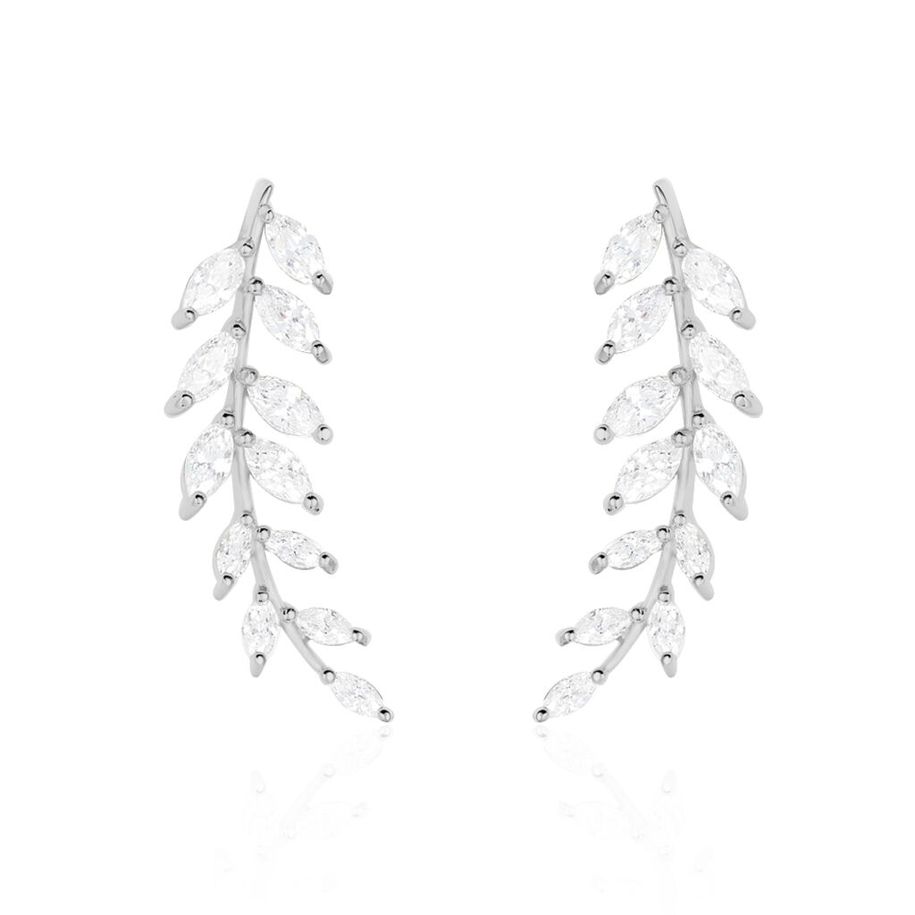 Boucles D'oreilles Grimpantes Sakira Argent Blanc Oxyde De Zirconium