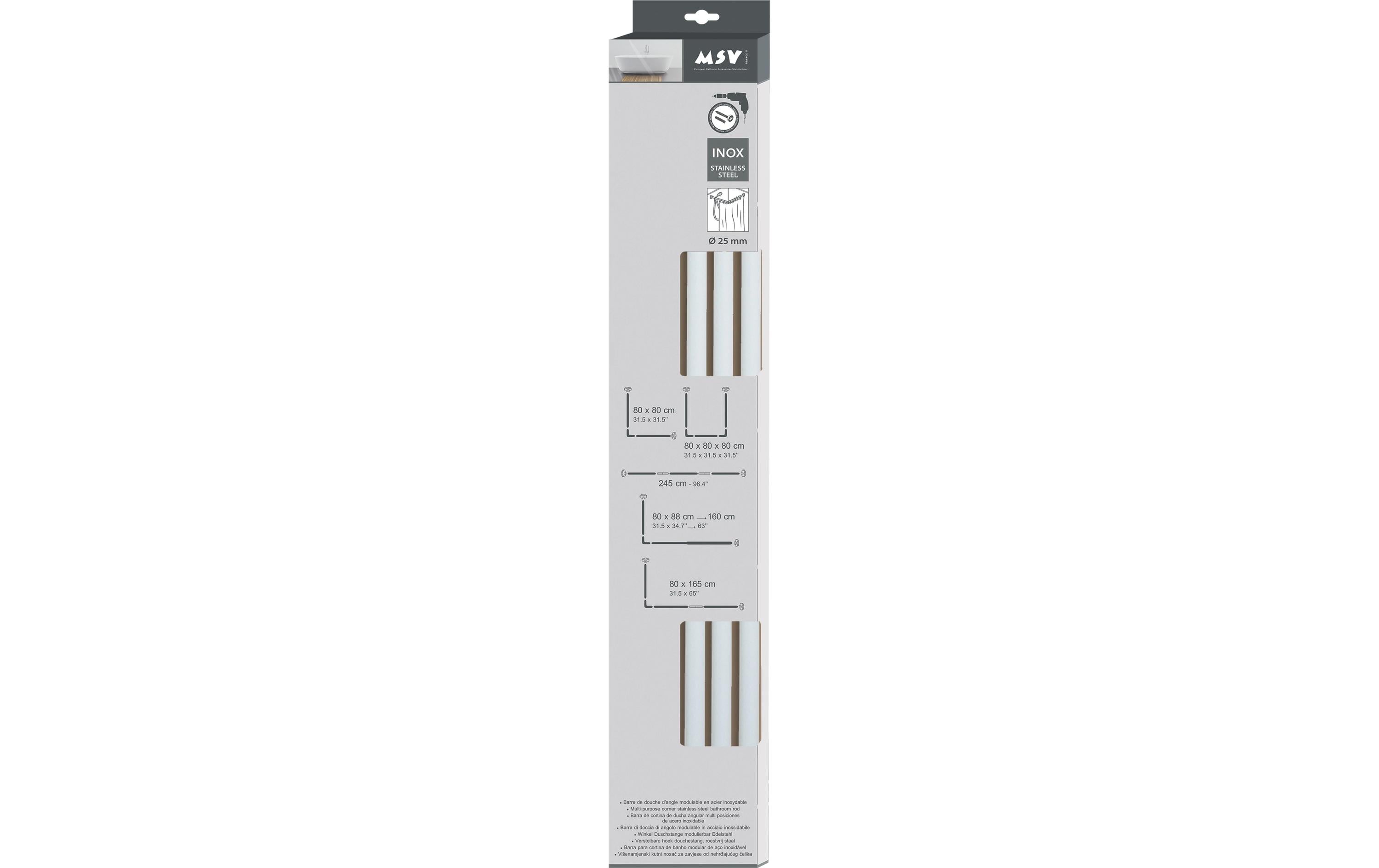 Duschvorhangstange 3-teilig 80 x 2.5 cm, GrauModulare Duschvorhangstange aus Aluminium