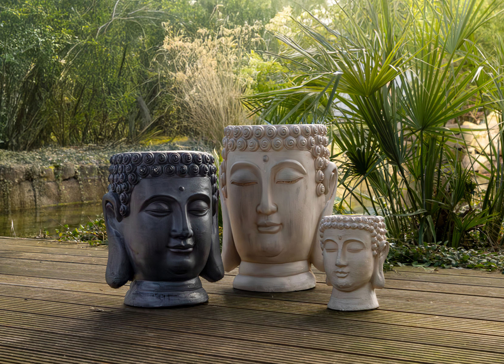 XXL-Pflanztopf Buddha 33x43cm Anthrazit