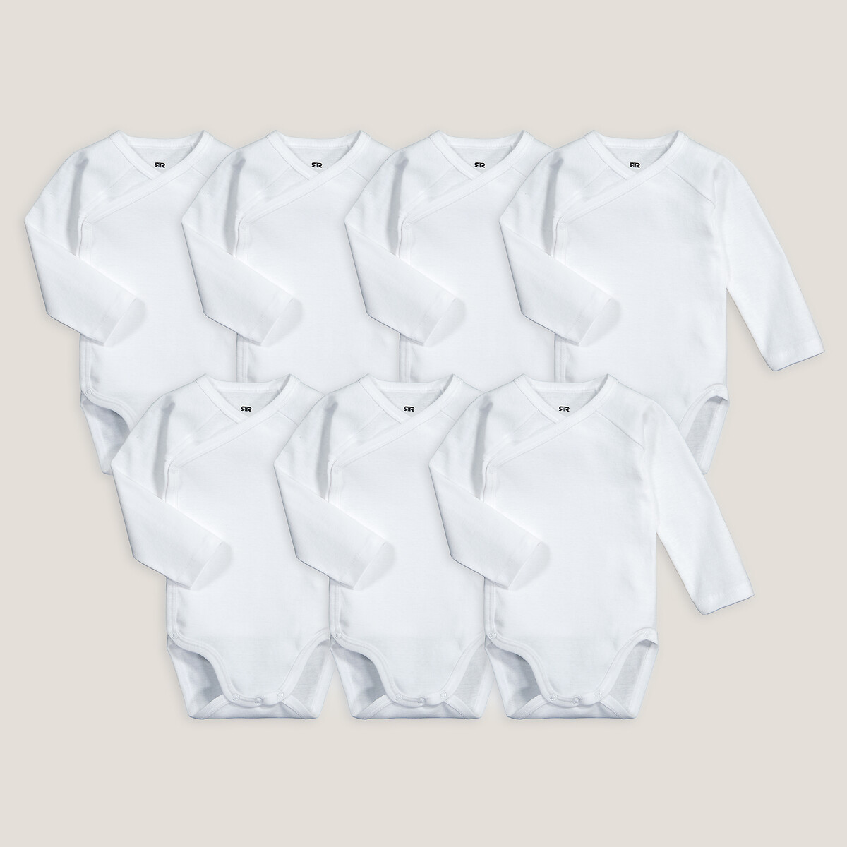 COLEÇÃO LA REDOUTE<br>Conjunto de 7 bodies brancos de manga comprida