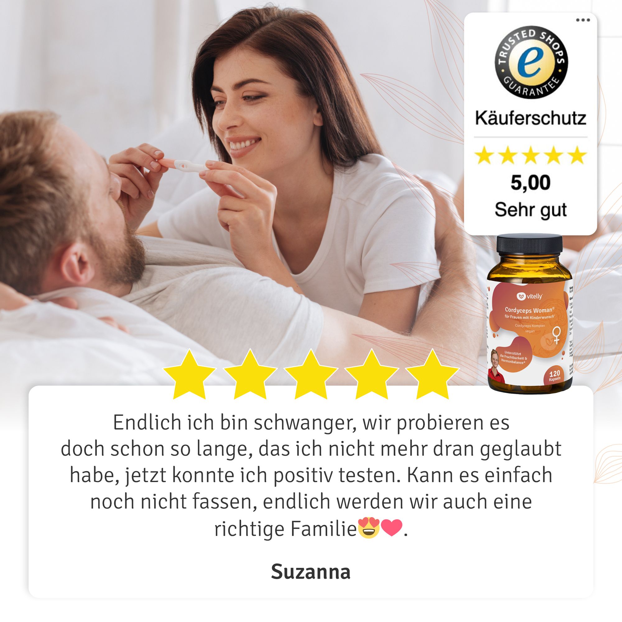 vitelly Cordyceps Woman® Zyklus Kapseln für Frauen mit Kinderwunsch ausreichend für einen Monat!