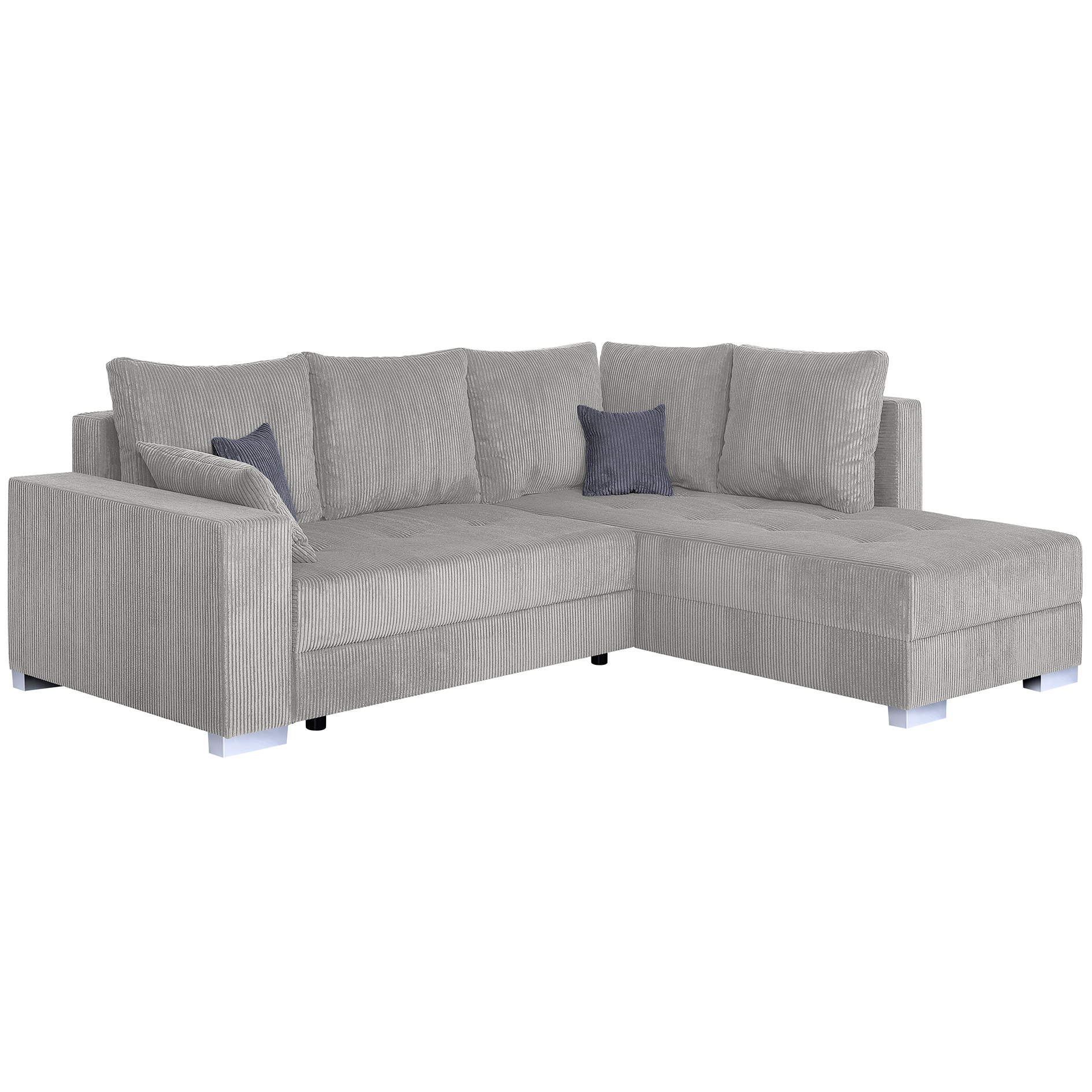 Ecksofa - dove - Cord - Liegefunktion - beidseitig montierbar