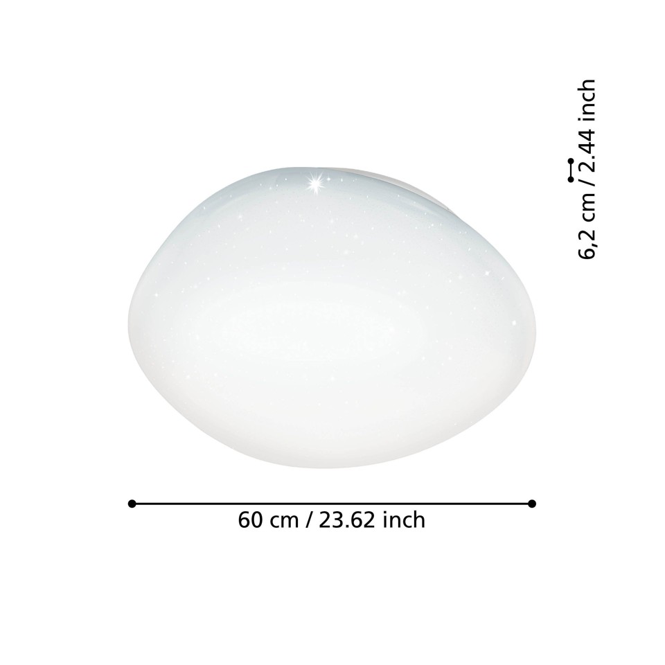 EGLO - Sileras-Z plafond hvid m/krystaleffekt Ø60 - RGB + TW - Zigbee, Bluetooth