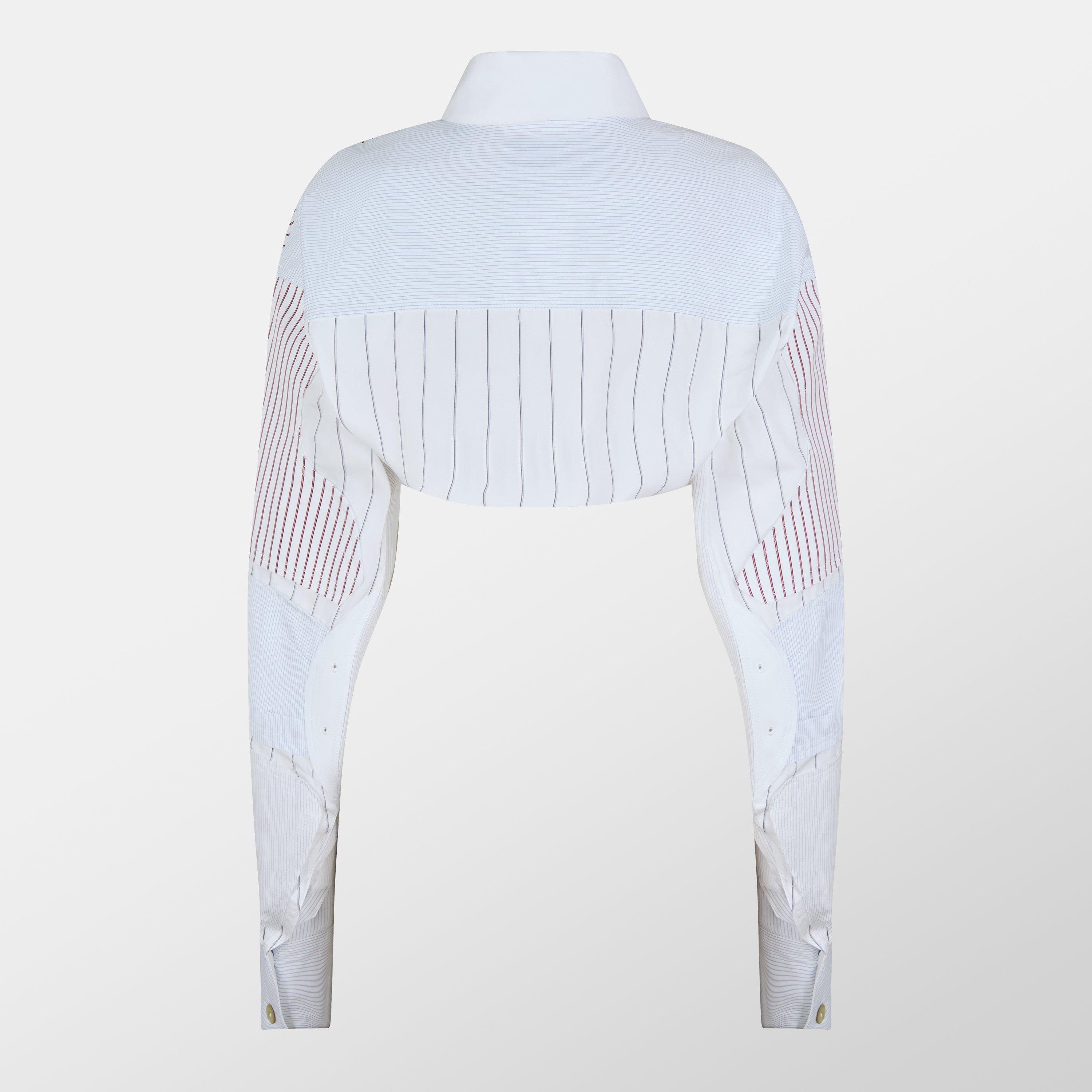 Off White Striped Cropped Shirt