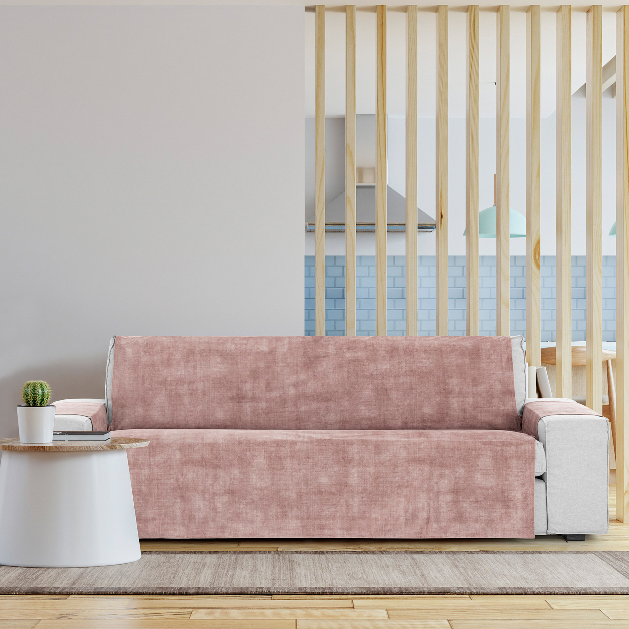Capa protetora antimanchas para sofá com acabamento em veludo, rosa, 1 lugar, 55 cm (60-110 cm)