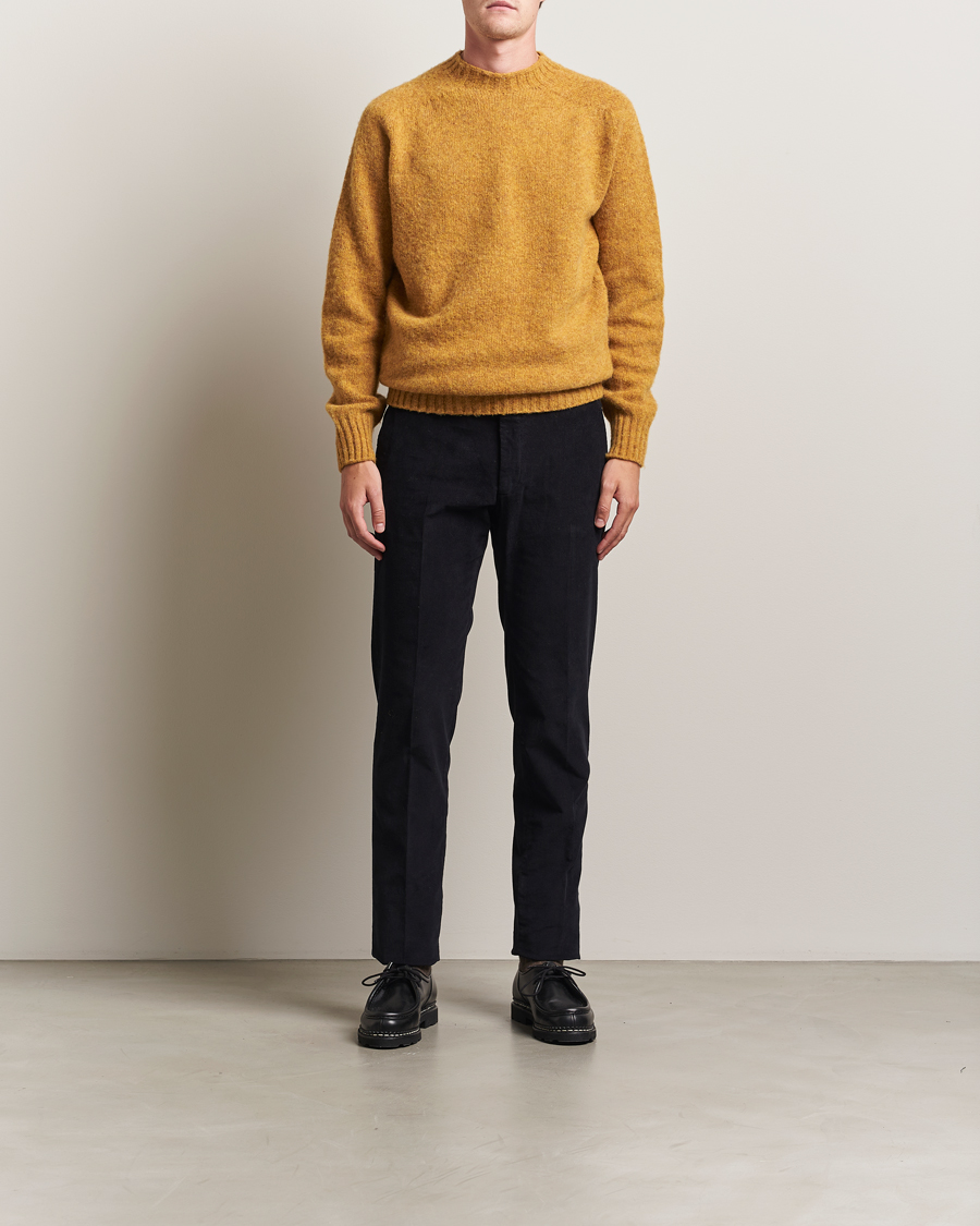 Sunspel Brushed Shetland Crew Neck Saffron