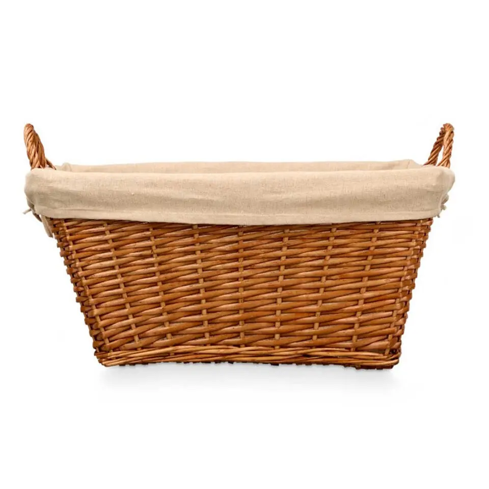Rieten opberg mand - gevlochten riet - bruin - 65 x 43 x 35 cm