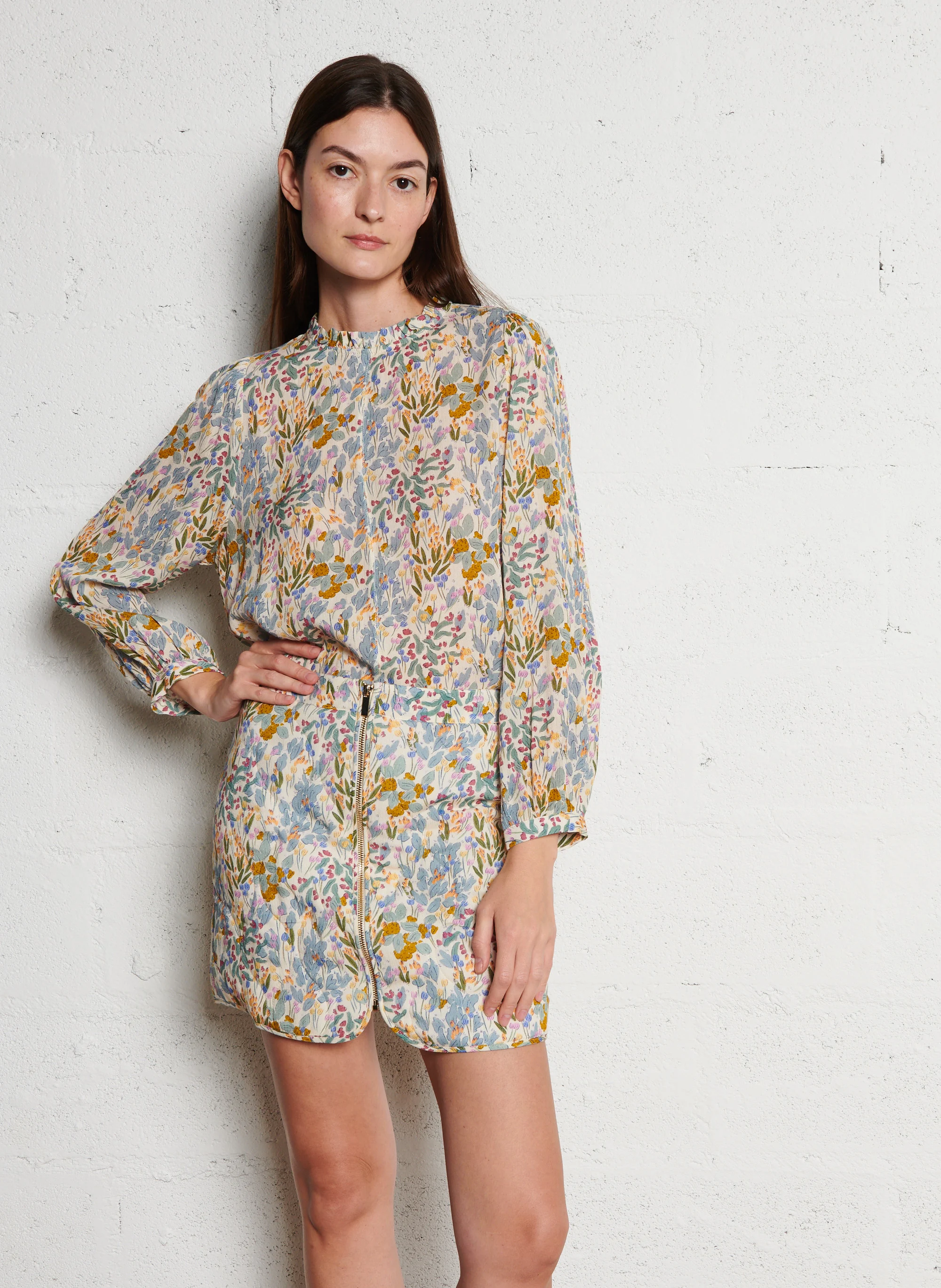 DARLENE - Blouse ample à col montant | Multicolore