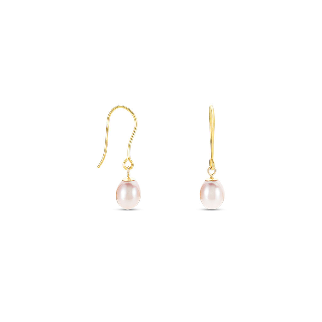 Boucles D'oreilles Pendantes Baroque Or Jaune Perles De Culture
