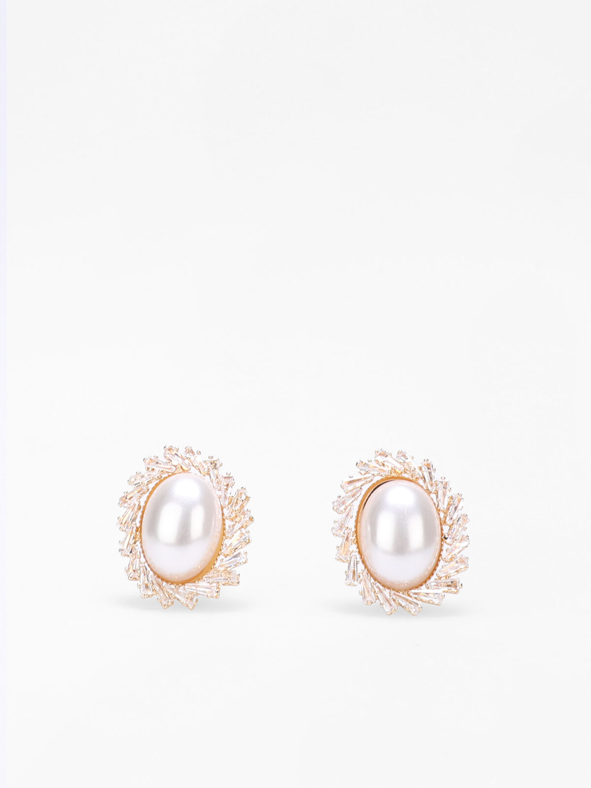 Boucles clip en perle à strass- Doré